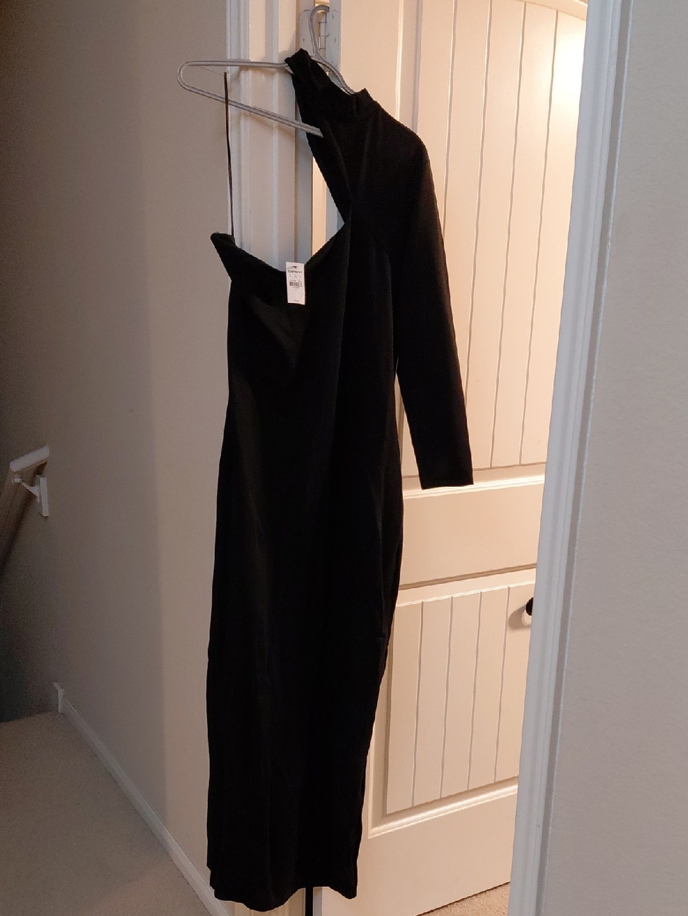Black One-Shoulder Midi Dress - Elegant Evening Style, Size XL